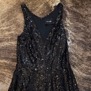 DO+BE Black Sequin V-Neck Cocktail Dress